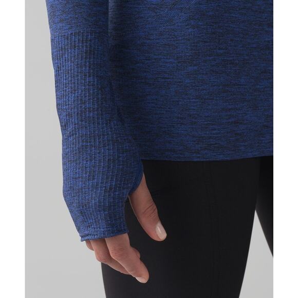 LULULEMON Swiftly Tech Long Sleeve Blazer Blue Black Crew Neck Running Women's 6 - Picture 9 of 13
